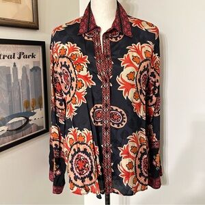 Zara Multicolor Floral Pattern Long sleeve Shirt/Blouse SZ M